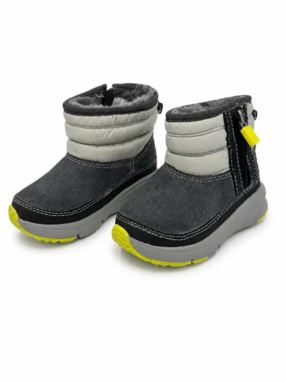 UGG Kids Truckee Weather Boot Grey Neon Yellow Size 7